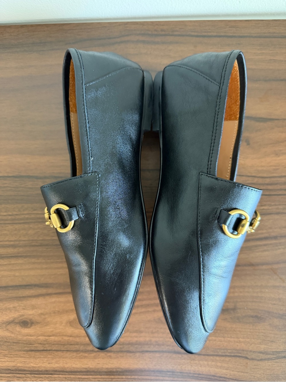 Quince Italian Leather Horsebit Loafers Black Gold Hardware Women’s Size 7 - Picture 10 of 14